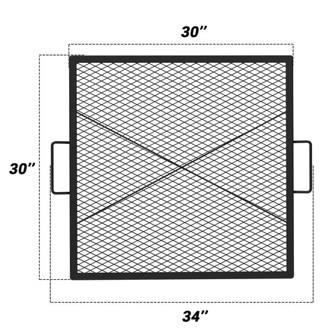 30 Inch Square Fire Pit Grate For Outdoor Cooking Heavy Duty Steel With Heat Resistant Coating Diamond Mesh And X Marks Design Ideal Grill Rack For Backyard BBQ Camping And Family Gatherings