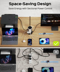 12 Outlet Surge Protector Tower With 6 USB Ports And 2 USB-C, 6.5 Foot Extension Cord For Home Office Setup, 1050J Surge Protection