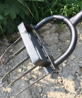 Heavy Duty 5 Tine Pitch Fork For Garden Work With Long Ergonomic T Handle Rust Resistant Stainless Steel Head in soil use