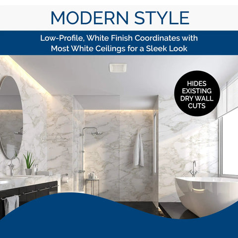 Replacement Square Bathroom Vent Grille Cover For Exhaust Fan, Easy Retrofit Style, Five Minute Install No Fuss, White Finish, No Cutting Or Wiring, Upgrade Your Bathroom Vent Look