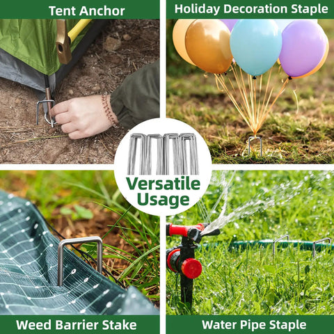 Heavy Duty 6 Inch Galvanized Landscape Staples For Barrier Fabric And Tent Anchors, 11 Gauge Garden Stakes used in various outdoor applications