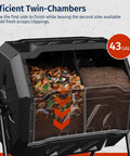 Dual Chamber Compost Bin With Two Sliding Doors And Aeration System, 43 Gallon, showing inside compartments with compost in progress