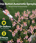Person using 2 Gallon Battery Powered Sprayer With Automatic Pump, 2200mAh Battery to water garden