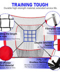 7x7 Ft Baseball And Softball Practice Net With Detachable Bow Frame showcasing durable materials and double-stitched seams.