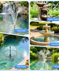 25W Solar Fountain Pump With 4 Nozzles, Up To 160 GPH Flow in garden pond and water feature setups