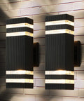 Square LED Up And Down Outdoor Wall Light 14W IP65 Waterproof Exterior Lamp Aluminum Warm White 3000K 1100LM on brick wall
