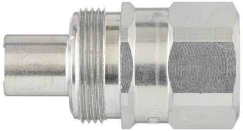 Side view of A604 SpeeD Quick Coupler Male Half For Hydraulic Lines, 700 Bar High Flow, Three Eighths Inch NPT Thread.