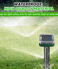 Solar Powered Ultrasonic Mole And Pest Deterrent For Outdoor Gardens in operation with waterproof feature under sprinklers