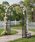 Heavy Duty Metal Garden Arch With Enlarged Base For Stability Garden Trellis For Climbing Plants adorned with flowers outdoors