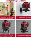 Pro Grade 16 Line 360 Degree Laser Level With Pulse And Manual Modes, Green Cross Line Projector, Self Leveling With Remote, 30 Meters Range, 98 Feet, Construction Grade Class 2 Under 1mW Power, Beast For Quick Room Layouts, wall mount and tripod use