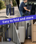 3 In 1 Folding Hand Truck Built Tough With 330 Pound Capacity Adjustable Handle 360 Degree Swivel Casters One Touch Parking Brake Collapsible Dolly For Warehouse Moving Travel And Easy Storage, folded for car and closet storage