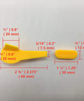Beefy Pro Grade Insert Kit dimensions with yellow nylon rim edge protector and wheel guard for tire changer tool.