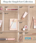 SimpleSort 10 Piece Stackable Clear Drawer Organizer Set with Multi Size Trays for Makeup Vanity and Office Desk Storage BPA Free