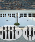 Six Piece Steel Garage Door Hardware Kit, Decorative Hinges And Handles For Wood And Metal Doors, Heavy Duty shown on white doors