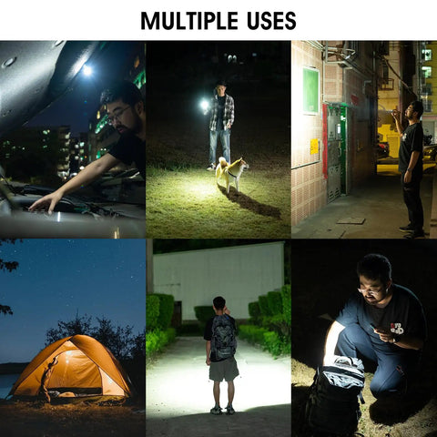 Various uses of G2 Mini LED Flashlight Keychain, 500 Lumens Rechargeable Pocket Light in outdoor and urban settings.