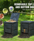 Garden Compost Bin 80 Gallon Large Outdoor Composter With Top Lid And Bottom Door BPA Free Lightweight And Easy To Assemble