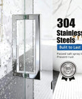 Back-To-Back Replacement Handles, 6 Inch Square Shower Door Pulls, Chrome Finish, 304 Stainless Steel, For Sliding Frameless Glass Doors