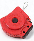 Built Tough Stainless Steel Lockout Tagout Cable Padlock Featuring Auto Retracting Safety Cord For Heavy Duty Machine Shutdown and Crew Protection On The Job Site, red case with retracting mechanism.