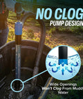 Heavy Duty Drill Powered Stick Water Transfer Pump Slams Through 160 GPM with no clog design for easy water drainage.