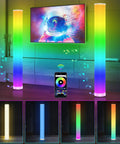 2 Pack RGB Corner Floor Lamps With Smart App Control, Dope Modern Dimmable LED Mood Lighting That Syncs To Music