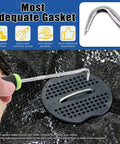 All In One Garden Stakes And Staples Kit with pick hook and gasket installation on landscape fabric