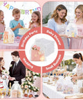Collage of White Organza Gift Bags 50 Pack 8x12 Inches used for wedding, birthday, baby shower, and small business events.