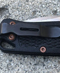 Kick Ass Copper Powder Coated Torx Screw Set Spice Up Your Blade With Slick Stainless Steel Fasteners on knife handle.