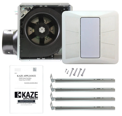 Whisper Quiet 120 CFM Bathroom Exhaust Fan With 0.3 Sone Noise 2700K LED Light Ceiling Opening Compatible components