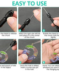 Top Shelf Hand Drill Set For Resin Crafts With 10 Precision Bits And 600 Eye Screws Plus 15 Keychain Rings Easy Pin Vise Kit steps showing use