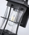 Dusk To Dawn Outdoor Wall Lantern With Sensor, Matte Black Porch Light, Waterproof and Rust Resistant, close-up view of glass shade