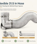 90 Degree Magnetic Dryer Vent Connector Kit with Easy Clean Elbow and 31.5 in flexible hose for easy behind-dryer routing