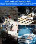 Magnetic 2000 Lumen LED Work Light With Flexible Base illuminating lathe and CNC workbench setups for precise mechanical tasks.