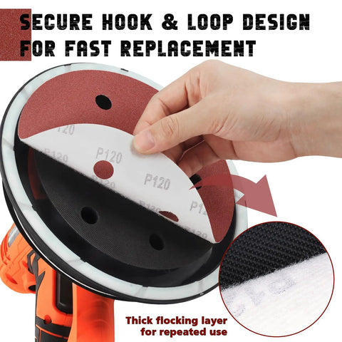 9 Inch 6 Hole Aluminum Oxide Sanding Discs 80 Grit Hook And Loop Sandpaper Pads installation on power tool