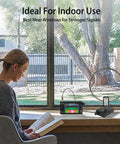Woman using Active Loop Antenna For Shortwave Radio Covering 2.3 To 30 Megahertz And 522 To 1710 Kilohertz near a window