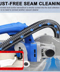 Handheld Electric Grout Cleaner With Dust Free Design for tile gap cleaning showing dust collection feature and dust bag.