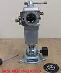 Low Profile Vise Head With Beefy Steel Jaws And Tilt Turn Rotate Tech on workbench, base not included