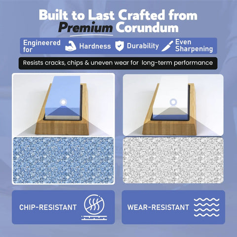 Pro-Grade Knife Sharpening Stone Kit With Dual Grit Whetstone 1000/6000 on bamboo base showing chip-resistant texture