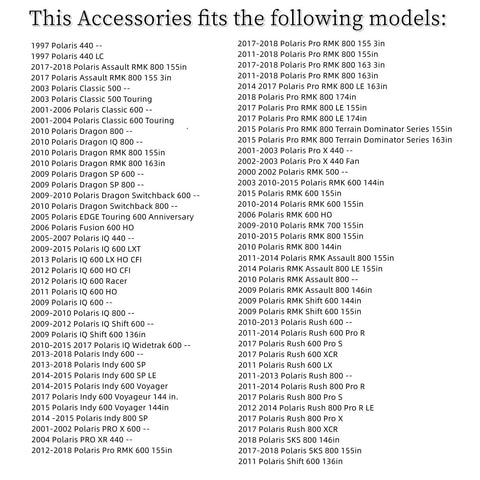 List of Polaris snowmobile models compatible with Pro Grade Water Pump Seals Kit 30mm With Driver Tool