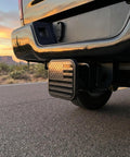 Two Inch Trailer Hitch Cover With American Flag Design Upgraded Rubber And Aluminum Shield for Receiver Tube in use