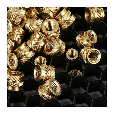 Rock Solid Brass Heat Set Knurled Threaded Insert Nuts No Sweat Assembly For 3D Printing And Plastic Injection Molding Reliable Plug And Play Fit Across M2 To M6 Sizes Built Tough Hardware
