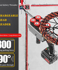 Rock Solid Electrician Wire Puller Through Wall Featuring Brushless Motor And Smooth Variable Speed For Zero Hassle Wall Wiring And No Sweat Cable Routing, showing automatic threading tool in use with red rollers.