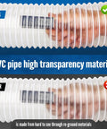 Comparison of clear PVC pipe materials highlighting transparency, ideal for heavy PVC 4 inch by 50 foot clear dust collection hose.