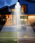 Beast Power 200W Solar Street Light illuminating a yard, showcasing its 58ft by 35ft 12000 lumens coverage at night.