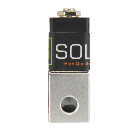Front view of 12V DC 1/8 Inch NPT 2 Way Normally Closed Solenoid Valve For Air Systems Direct Acting Aluminum Body IP65 Rated