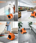 Heavy Duty 1/2 HP Air Mover Delivers 2600 CFM, Portable Blower For Carpets, Floors And More in various settings