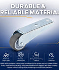 Top Shelf Two Pack Anti Sag Gate Wheels Featuring Thick Carbon Steel Brackets And Non Slip Rubber Casters For Rock Solid Door Support and Smooth Quiet Glide Action, showcasing durable rubber wheel and steel bracket.