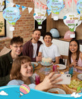 Oh The Places You’ll Go themed 12 inch hot air balloon paper lanterns 8 pack totally dope graduation party decor hanging above dining table