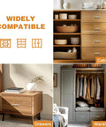 Five Pack Polished Chrome Round T Bar Cabinet Pulls on wood cabinets and drawers, showcasing compatibility with wardrobes and bedroom furniture.
