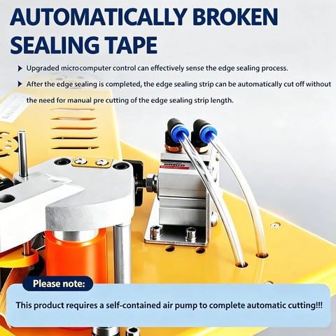 Heavy Duty Portable Edge Banding Machine With Automatic Tape Cutting For Straight And Curved Woodworking Projects showcasing micro computer control and cutting mechanism.