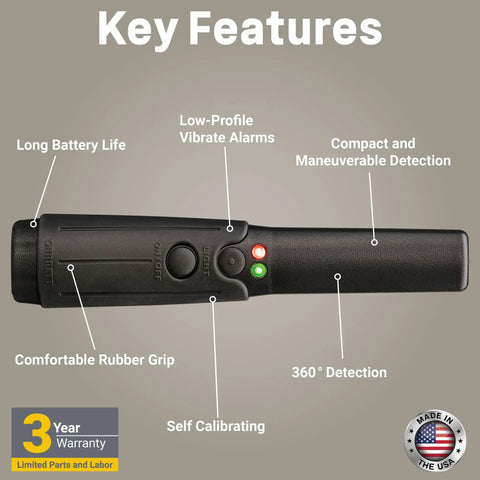 Metal Detector With 360 Degree Detection, Four Inch Sensor, Ultra Sensitive To Ferrous And Non Ferrous Metals, Built In LED Flashlight